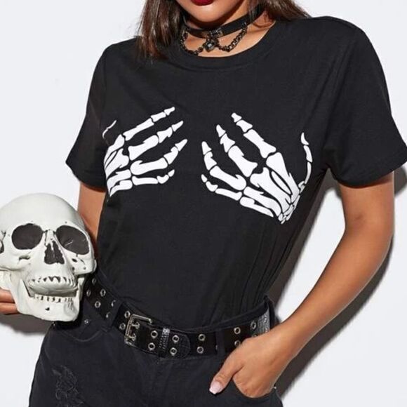 NWOT Skeleton Hand Print Tee - Picture 1 of 6